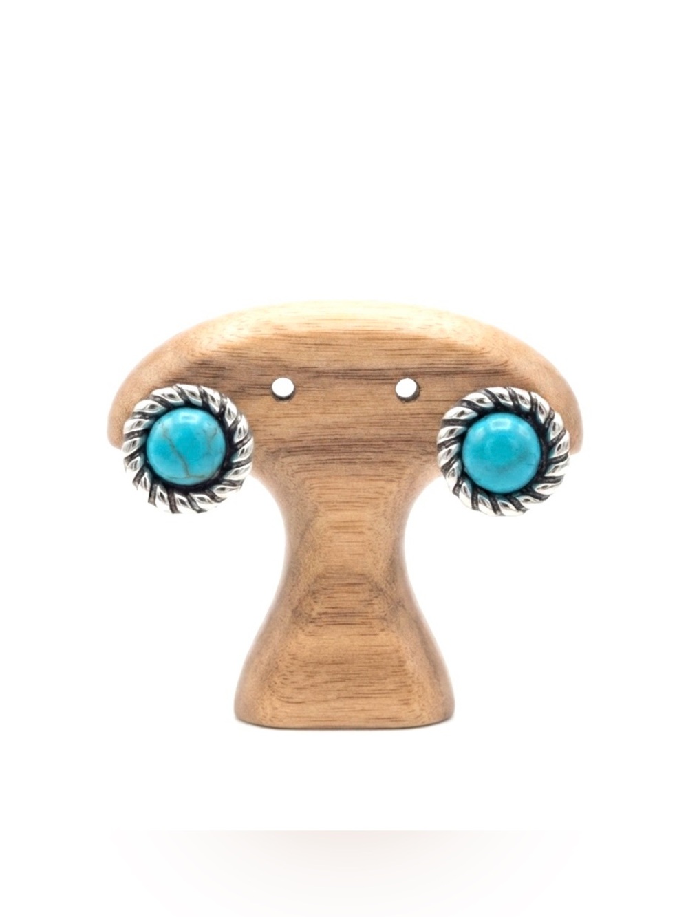 New Natural Polished Turquoise S925 Sterling Silver Handmade Boho Stud Earrings